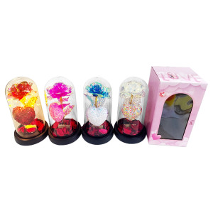 ROSA Y CORAZON BRILLANTE CON LUZ ENCAPSULADA