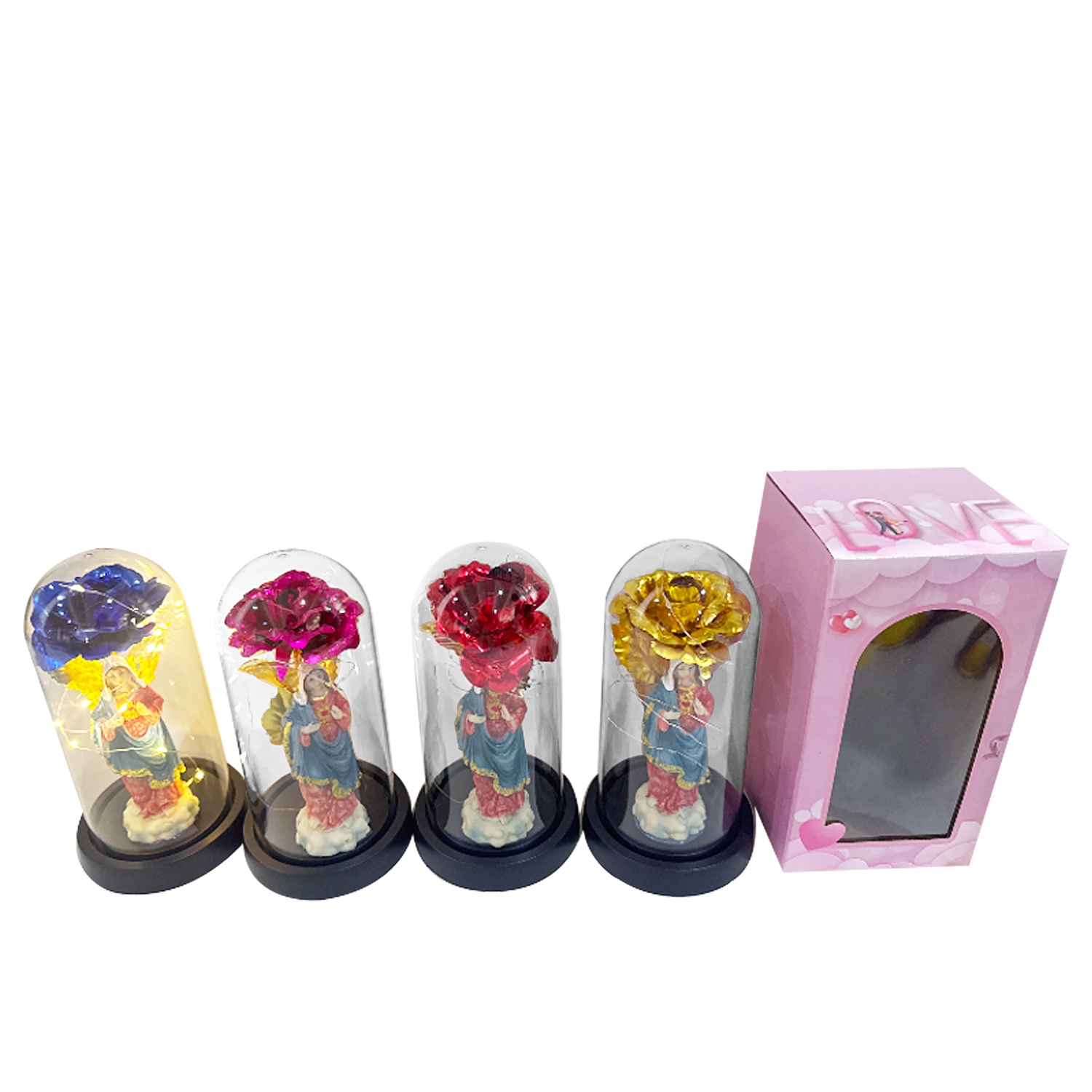 ROSA BRILLANTE CON ADORNO Y LUZ ENCAPSULADA