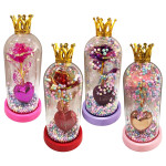 ROSA BRILLANTE CON CORAZON Y LUZ ENCAPSULADA,