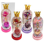 ROSA BRILLANTE CON CORAZON Y LUZ ENCAPSULADA,