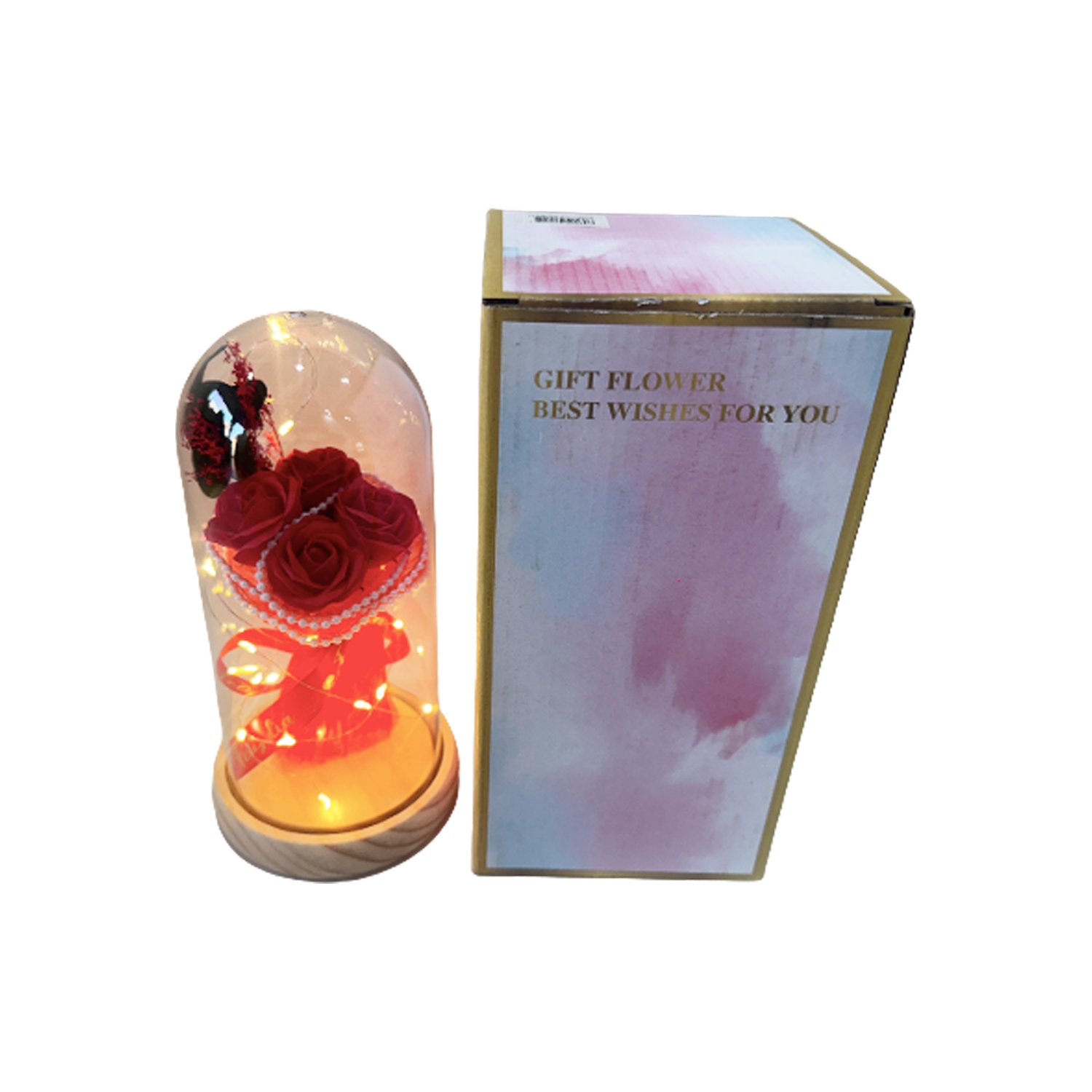 RAMO ROSAS ARTIFICIALES CON LUZ ENCAPSULADAS (PILAS)