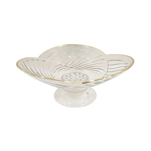 BANDEJA FRUTERA TRANSPARENTE CON BASE 24*13CM