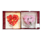 CORAZON FLORES ARTIFICIALES CON LUZ EN CAJA VIDRIO,