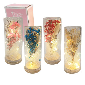 FLORES ARTIFICIALES CON LUZ ENCAPSULADAS EN VIDRIO