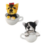 ADORNO TAZA CON PERRO DE RESINA