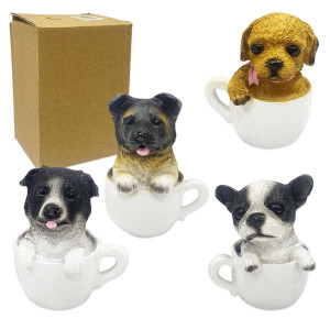 ADORNO TAZA CON PERRO DE RESINA