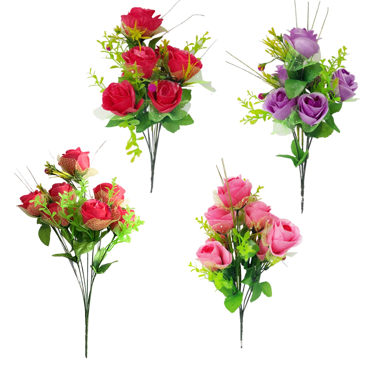 RAMO ROSAS ARTIFICIALES X7 38CM,