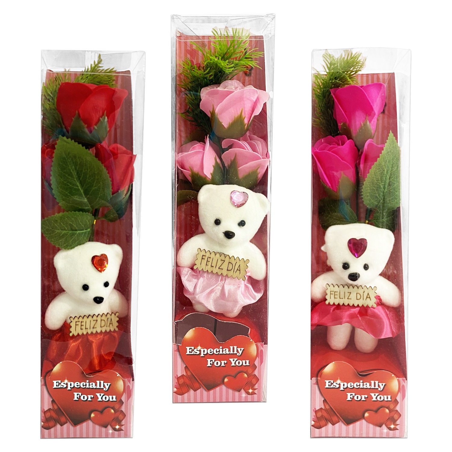 RAMO ROSAS ARTIFICIALES CON OSO EN ACETATO