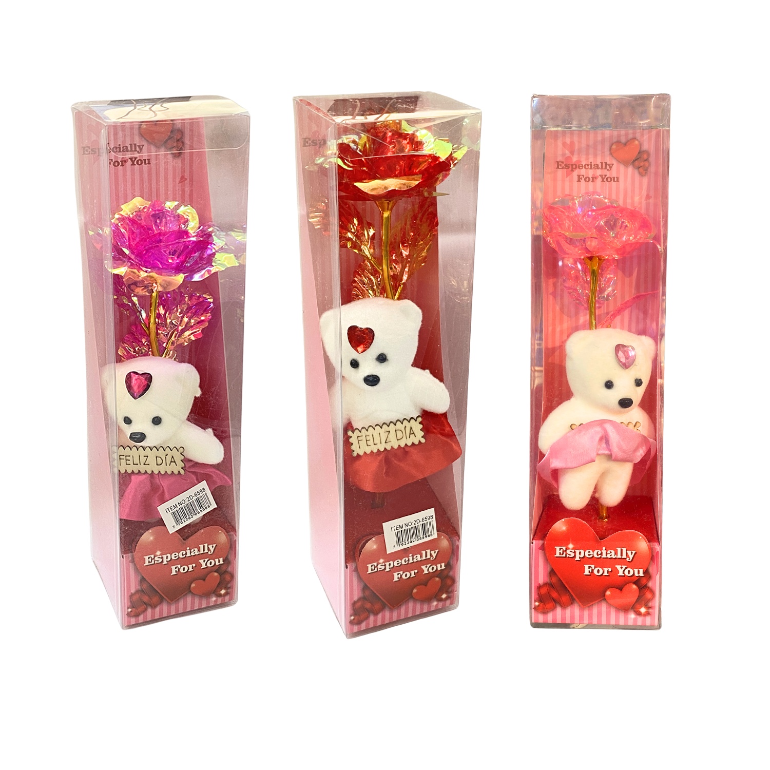 ROSA BRILLANTE CON OSO EN ACETATO (CJX5)