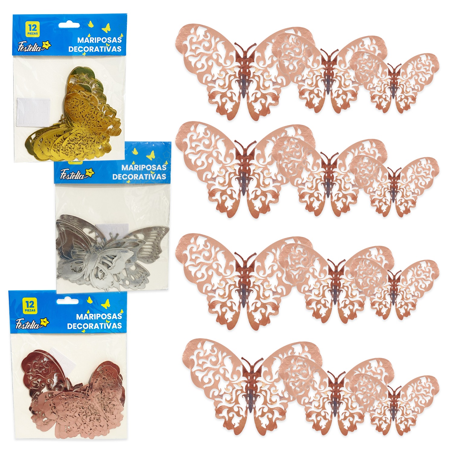MARIPOSAS DECORATIVAS X12 (PQTX10)