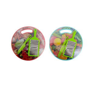 TABLA PARA PICAR REDONDA CON CUCHILLO+RAYADOR DK-3890