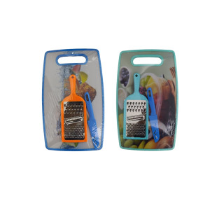 SET X3 TABLA DE PICAR + CUCHILLO + RALLADOR DK-3891