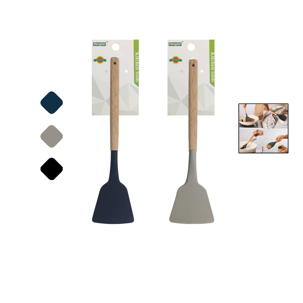 ESPATULA SILICONA CON MANGO MADERA PARA COCINA DK-4009 (PQTX12)