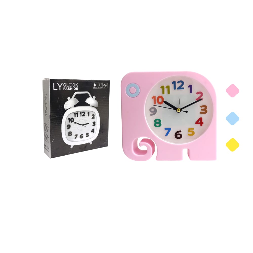 RELOJ DESPERTADOR ELEFANTE COLORES PASTEL DK-4589