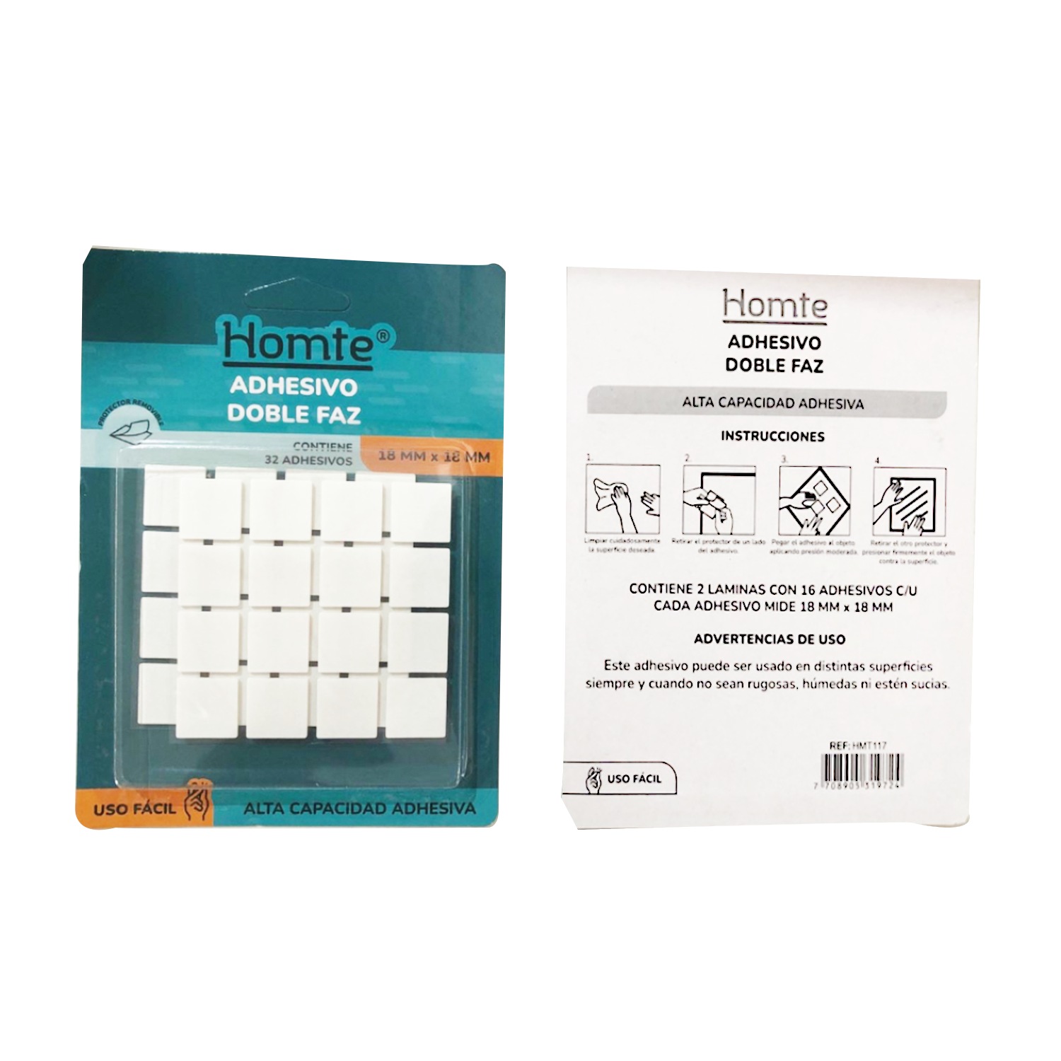 ADHESIVO CUADRADO DOBLE FAZ X32 (PQTX24)