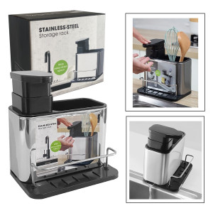 DISPENSADOR DE JABON Y PORTA ESPONJA ORGANIZADOR