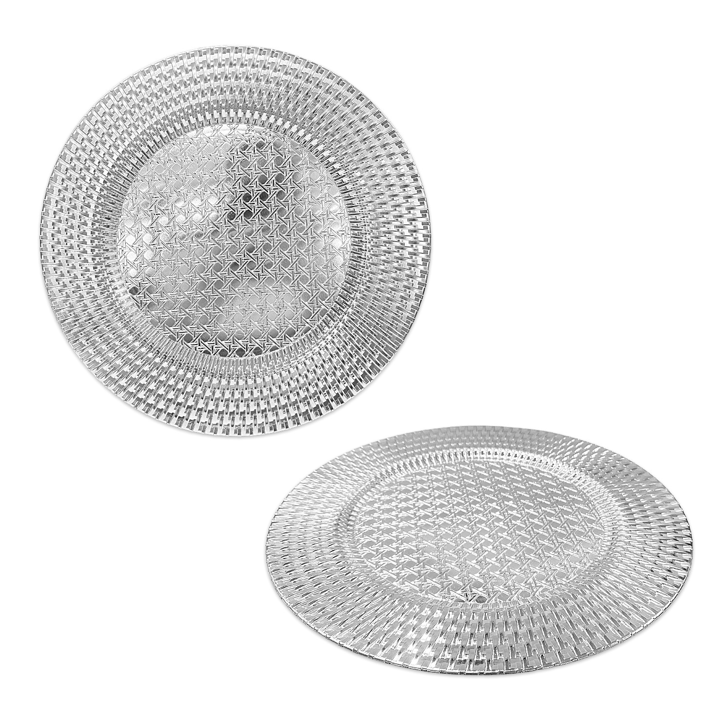 PLATO BASE DECORATIVO PLATEADO 33CM