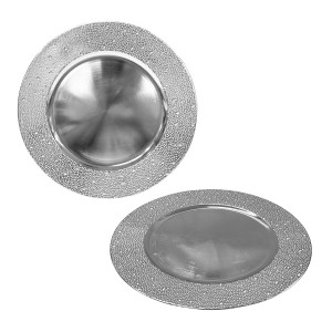 PLATO BASE DECORATIVO PLATEADO 33CM