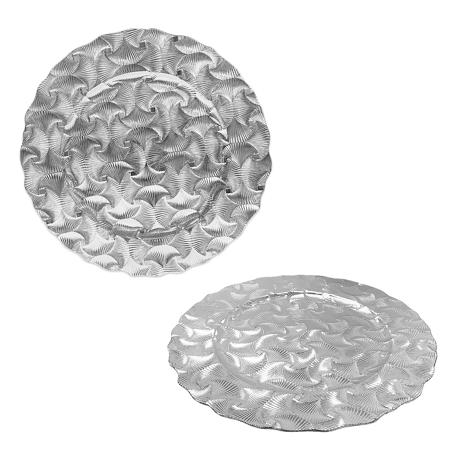 PLATO BASE DECORATIVO PLATEADO 33CM