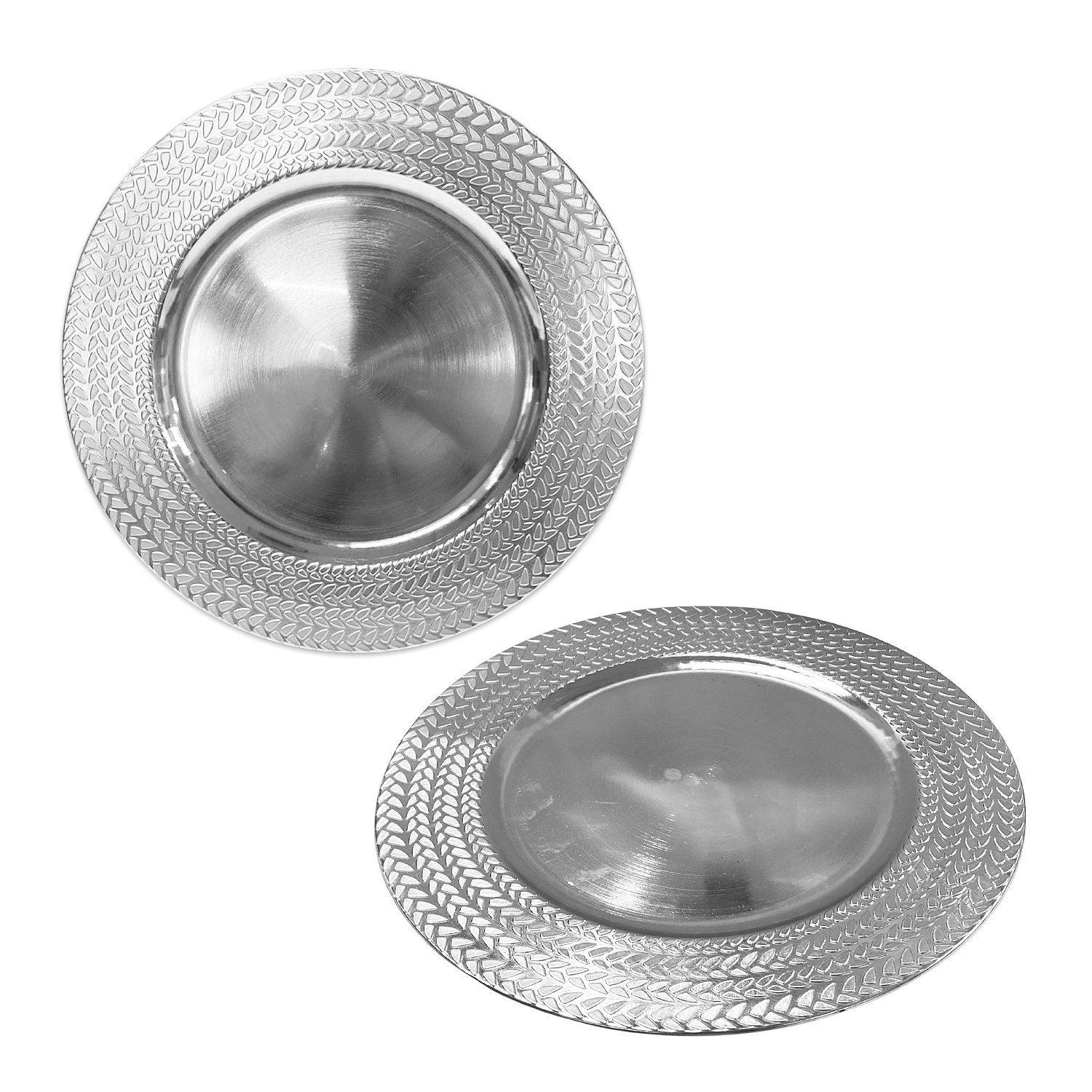 PLATO BASE DECORATIVO PLATEADO 33CM