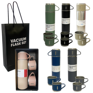 SET DE TERMO TERMICO CON TAZAS EN CAJA 500ML