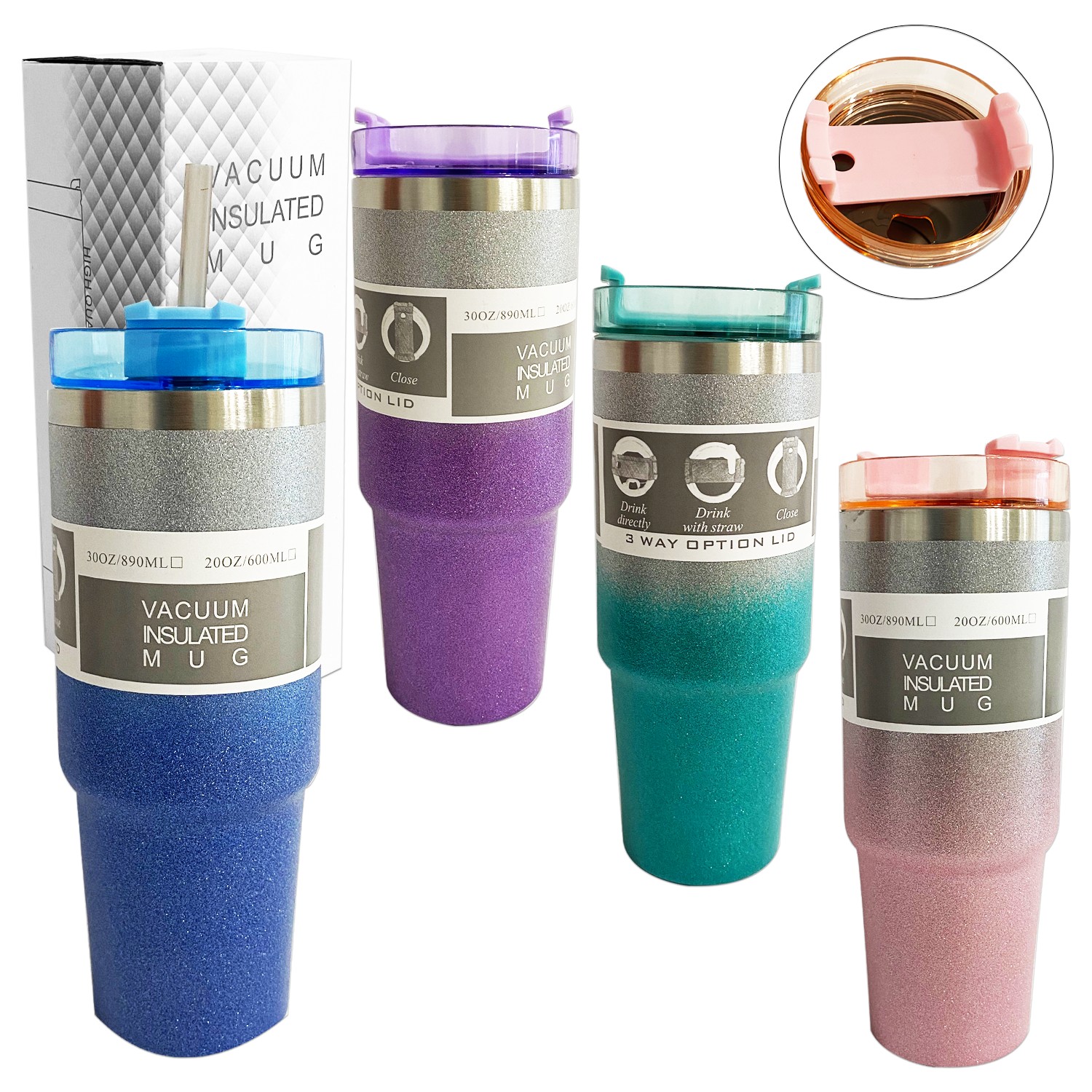 VASO TERMO TERMICO BRILLANTE DEGRADE 900ML