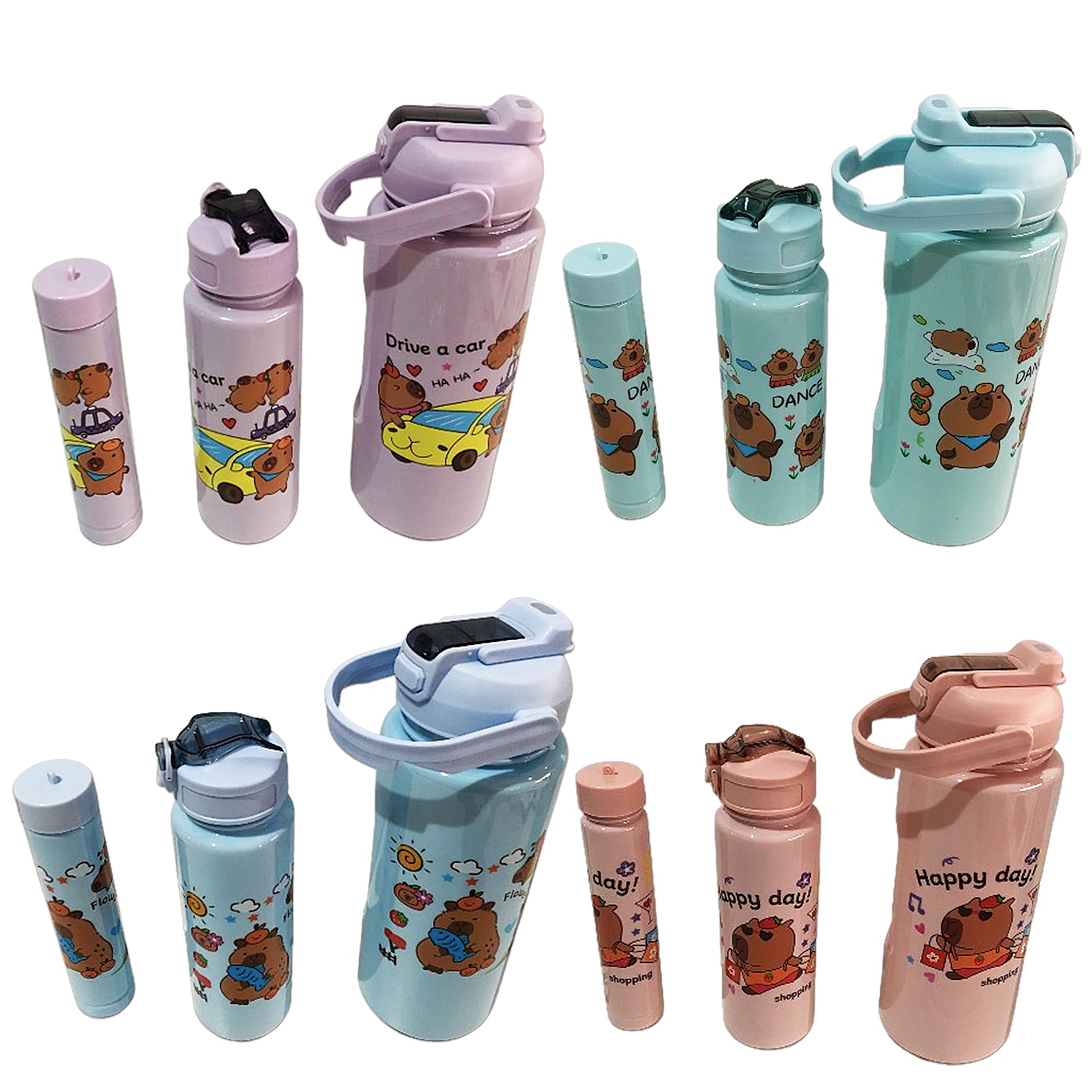 TERMO COLOR PASTEL CAPIBARA X3 2000ML-650ML-300ML