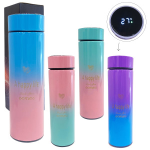 TERMO TERMICO DEGRADE COLOR PASTEL MEDIDOR TEMPERATURA 500ML