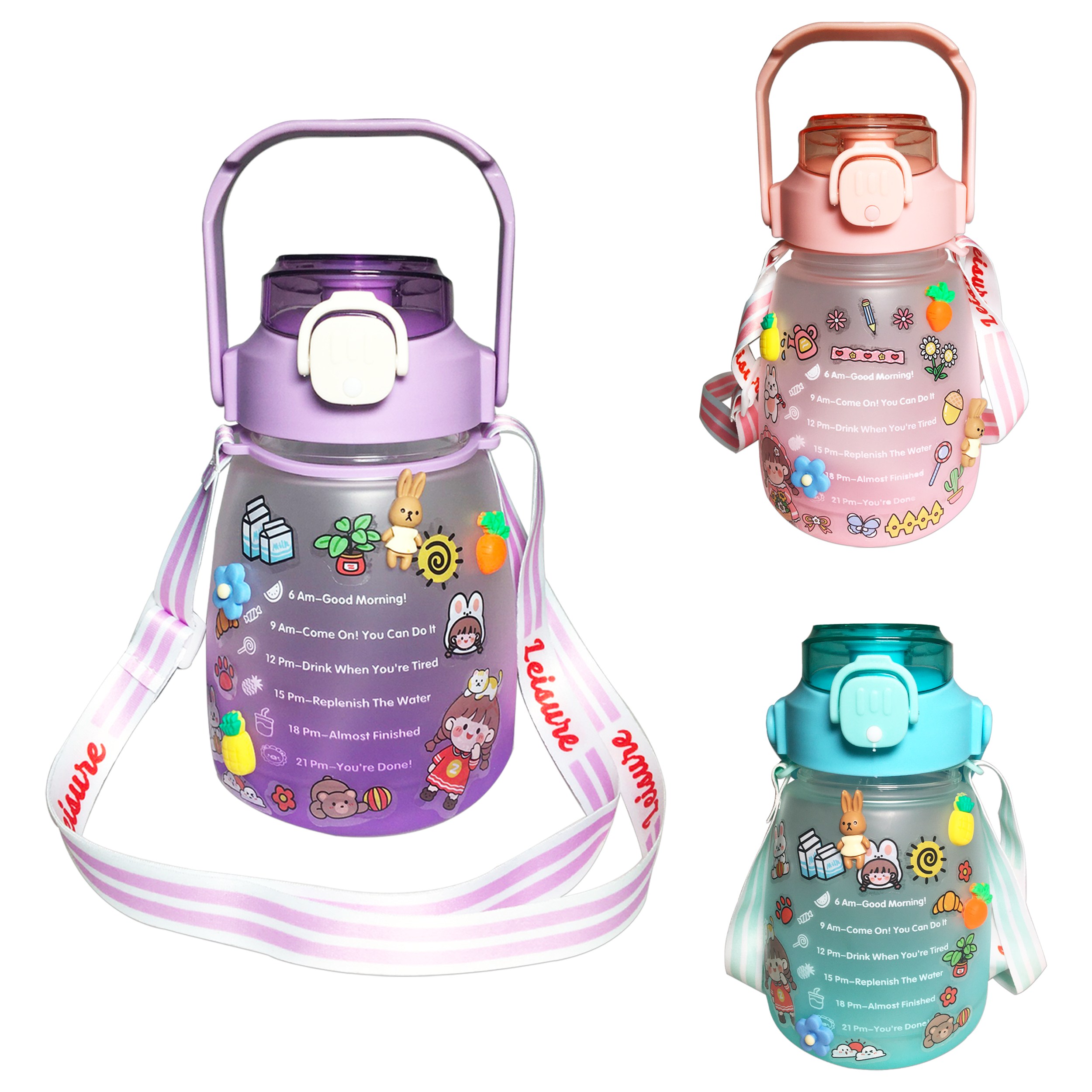 TERMO MOTIVACIONAL CON PINES Y STICKERS 1200ML