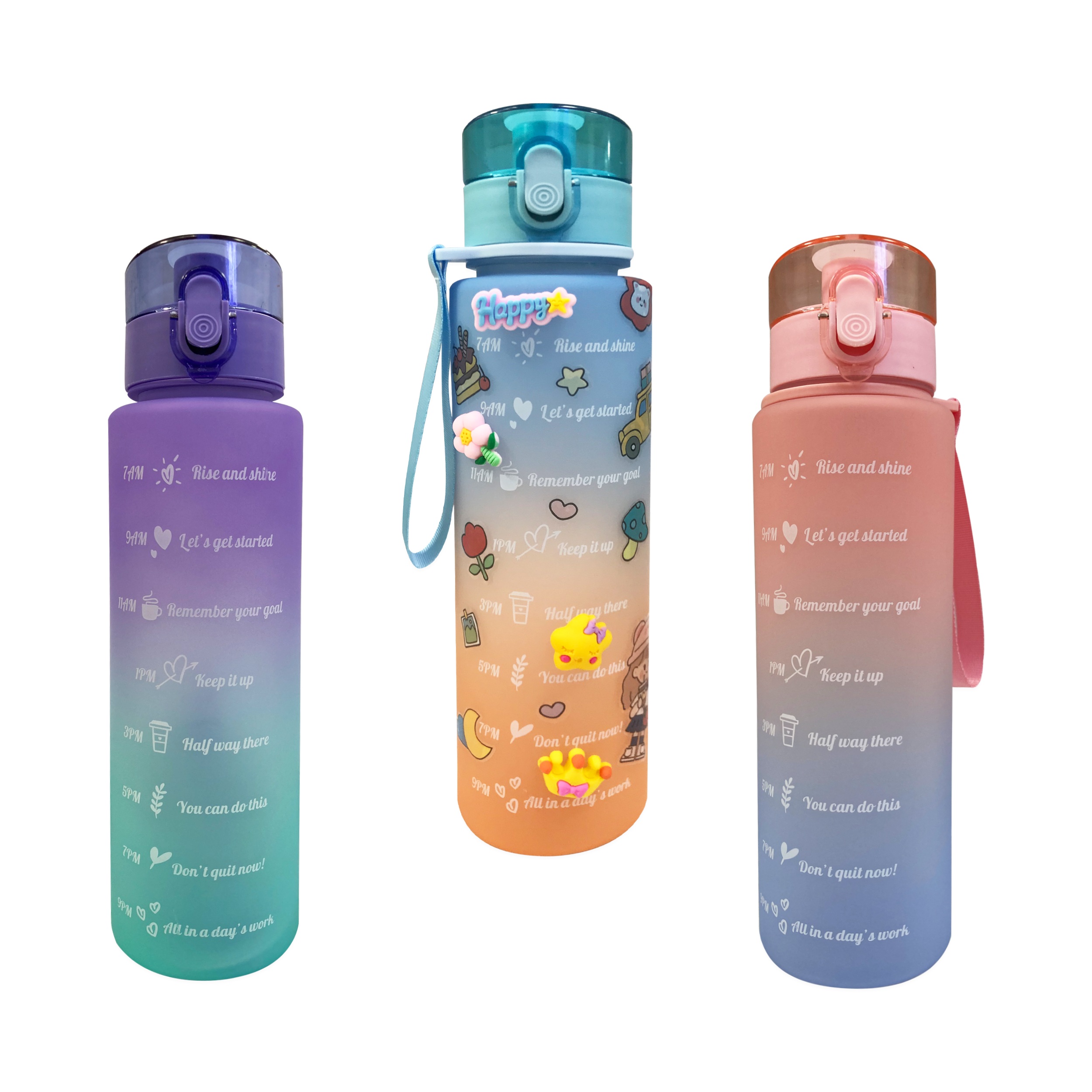 TERMO MOTIVACIONAL CON PINES Y STIKERS 900ML