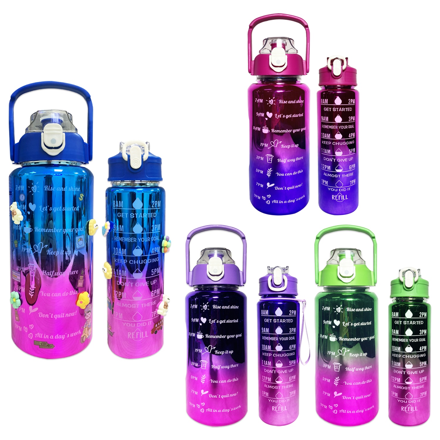 TERMO MOTIVACIONAL X2 CON STIKERS Y PINES 2000ML/900ML