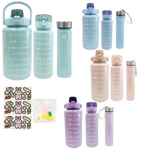 TERMO MOTIVACIONAL X3 CON PINES Y STICKER 2000ML-900ML-300ML