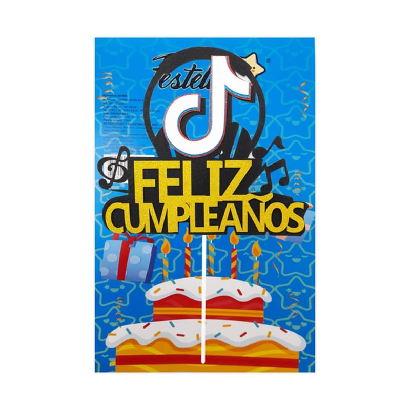 ADORNO PARA PASTEL MUSICAL FELIZ CUMPLEAÑOS