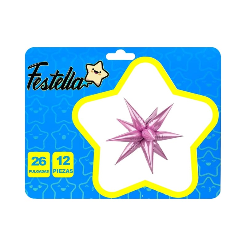 GLOBO ESTRELLA X12 PIEZAS ROSADA 26"