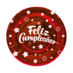 PLATO DE FIESTA FELIZ CUMPLEAÑOS X10 ROJO