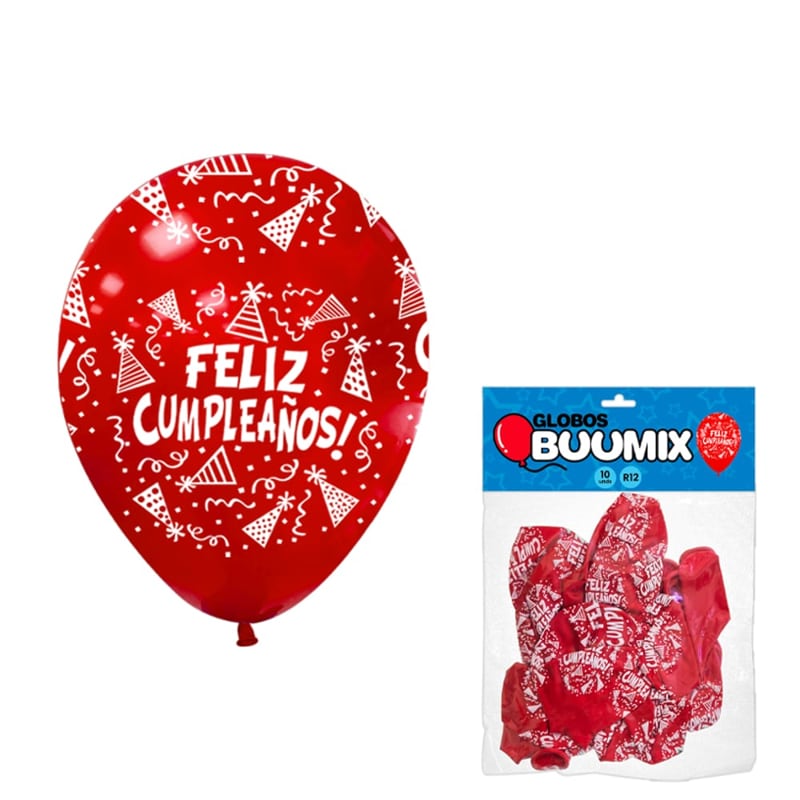 BOMBA FELIZ CUMPLEAÑOS R12X10 ROJA (PQTX12)