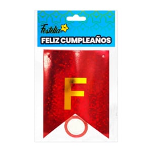 BANDERIN FELIZ CUMPLEAÑOS HOLOGRAMA ROJO