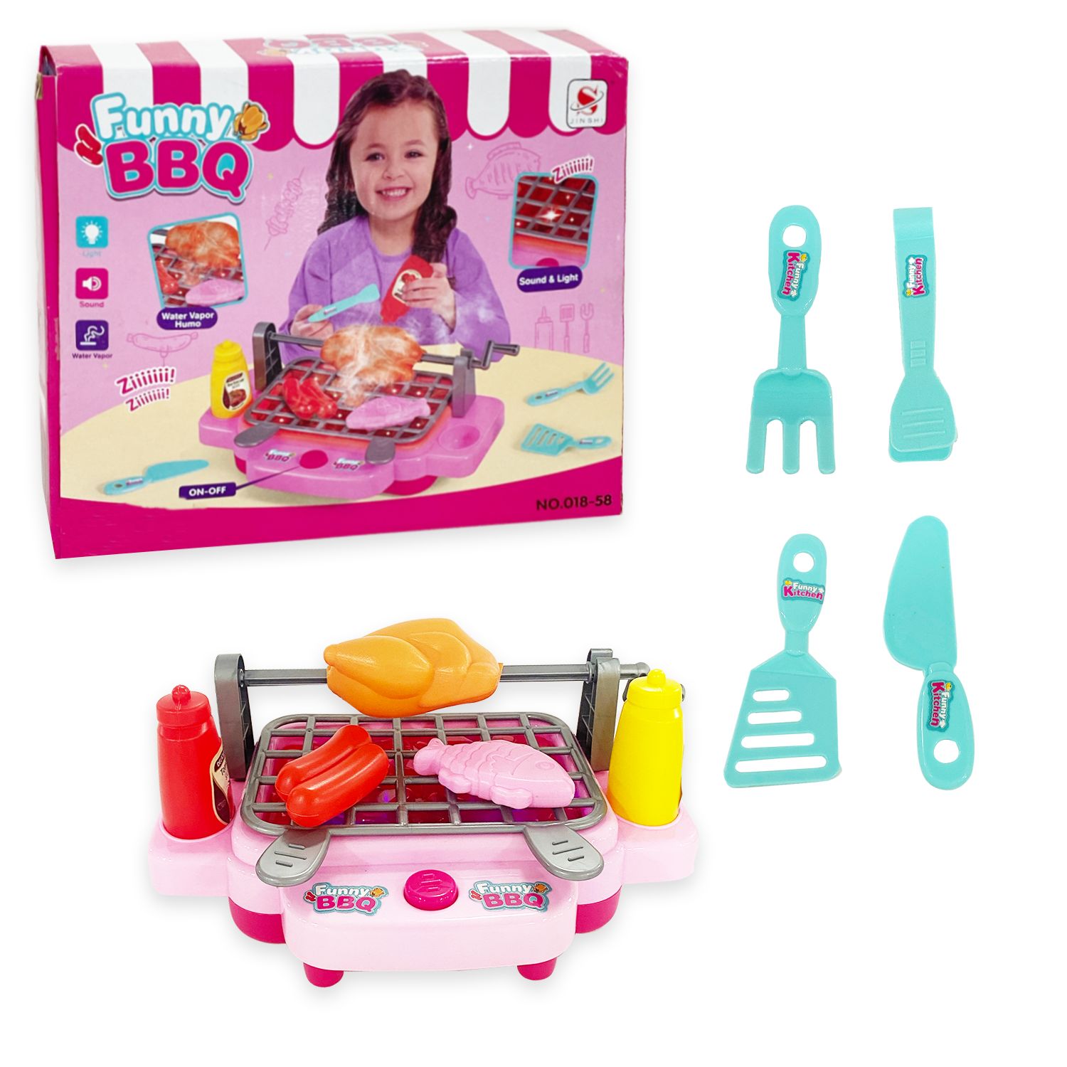ASADOR INFANTIL + ACCESORIOS EN CAJA LUZ Y SONIDO 018-58