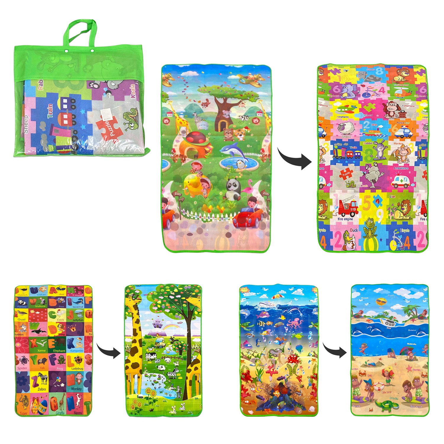 TAPETE INFANTIL DOBLE CARA ESTAMPADO 100*180*0.25CM