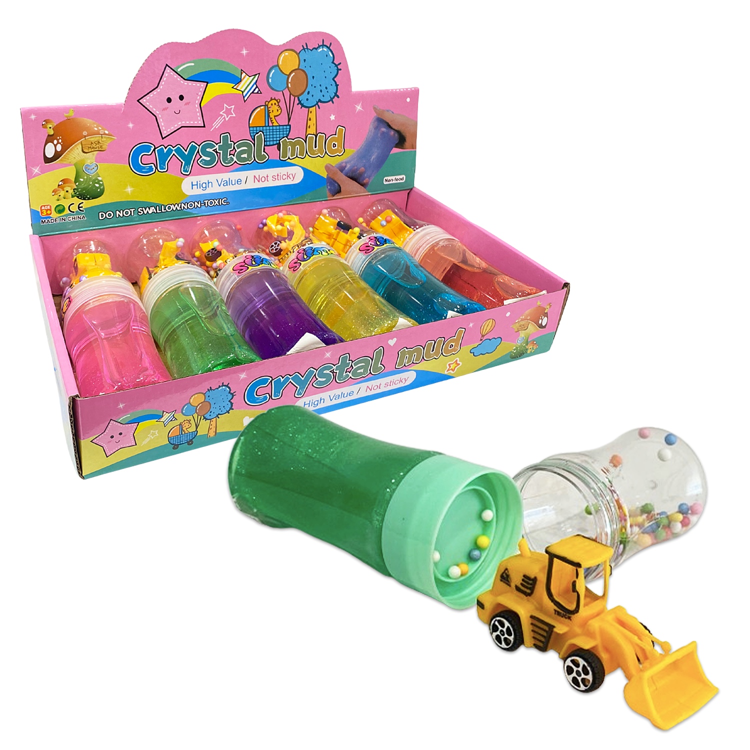 SLIME ESCARCHADO TUBO CON CARRO CONSTRUCCION (CJX6)