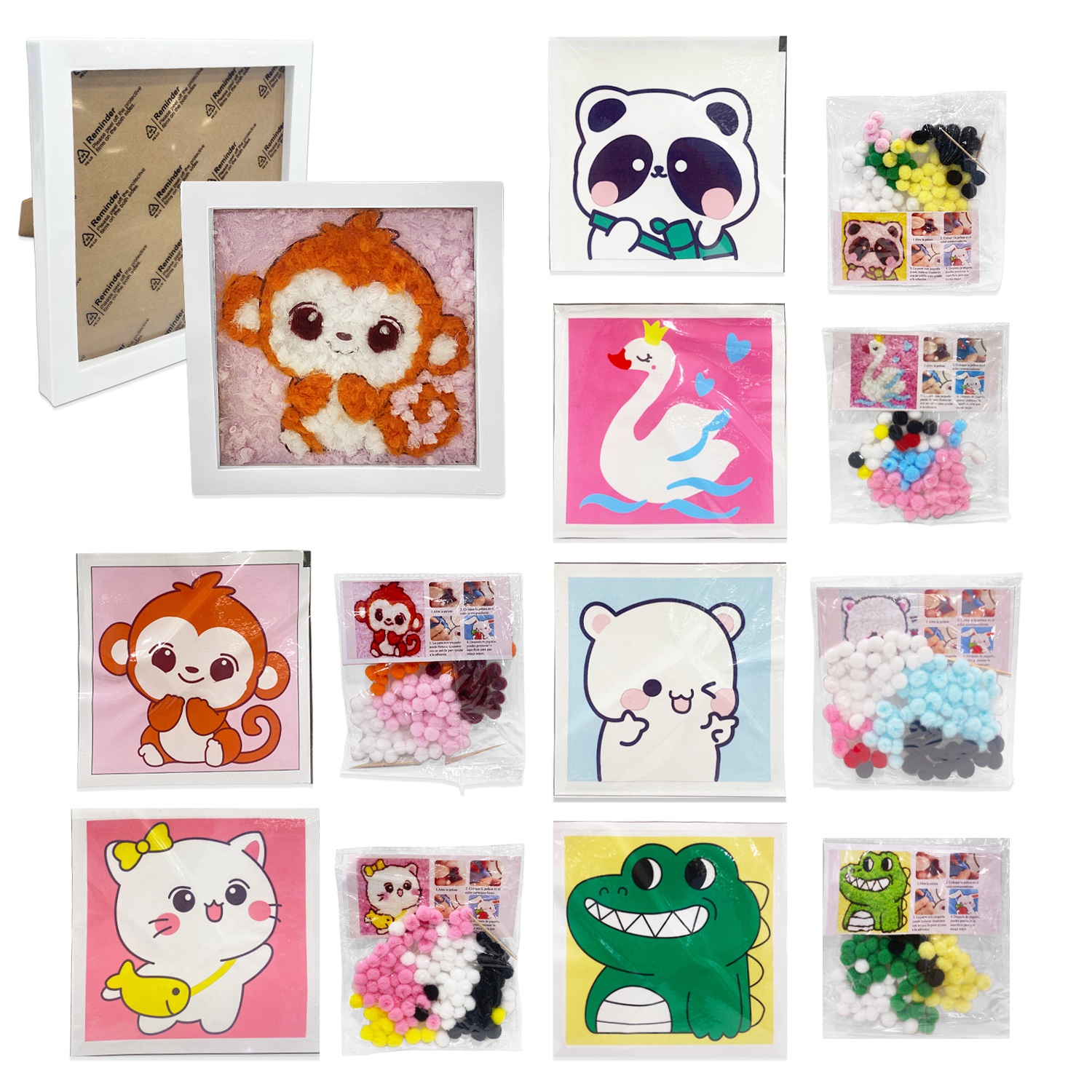 CUADRO DECORATIVO DE POMPONES 17*17CM