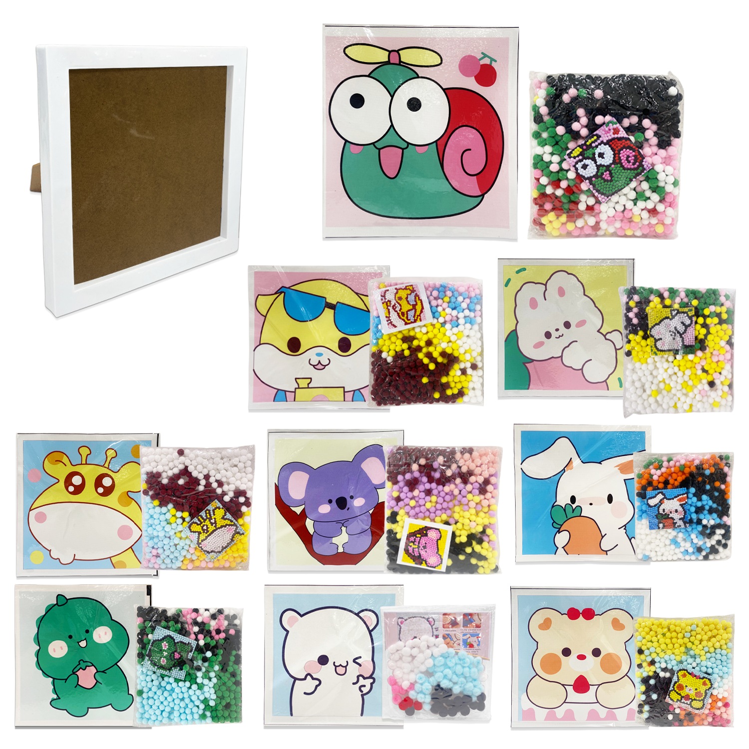 CUADRO DECORATIVO DE POMPONES 22*22CM