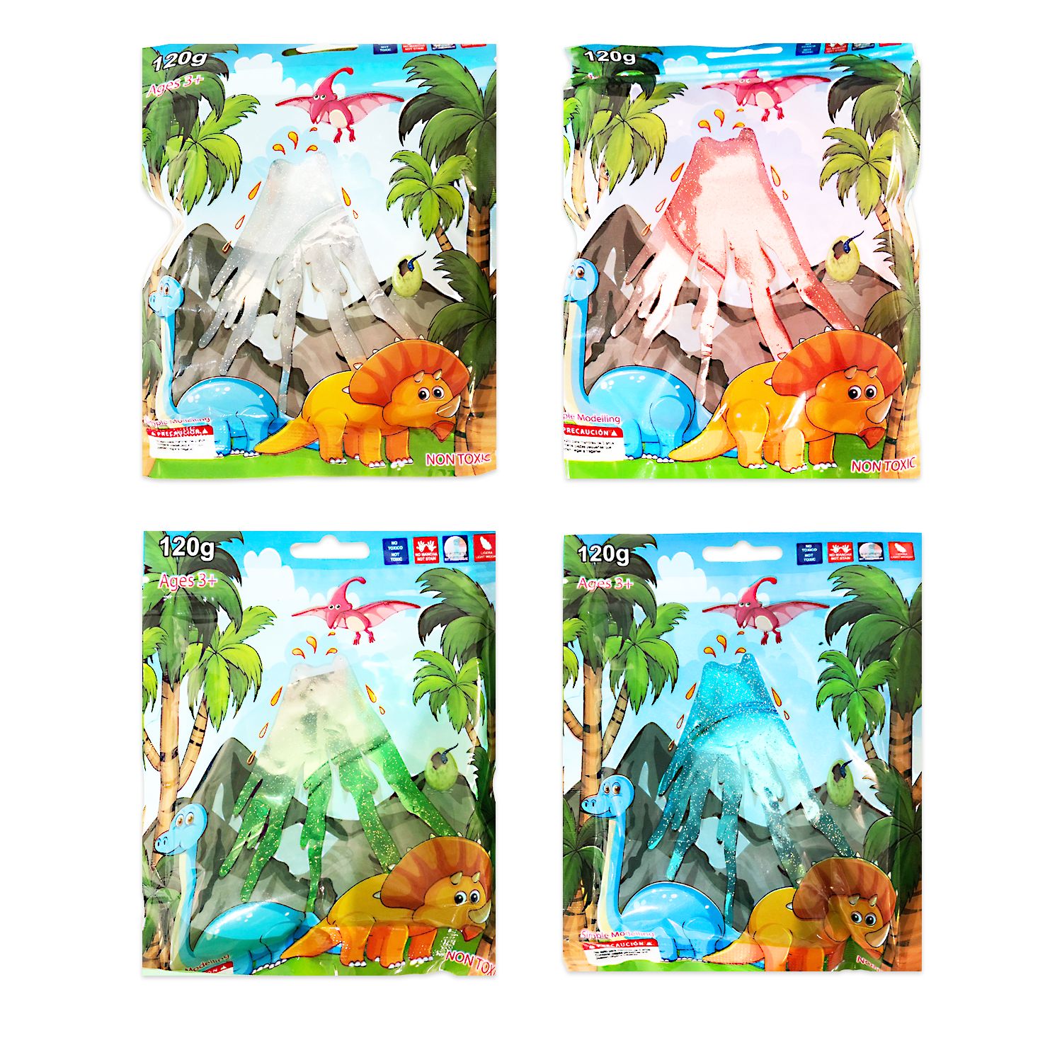 SLIME ESCARCHADO EN BOLSA DINOSAURIO (PQTX12)