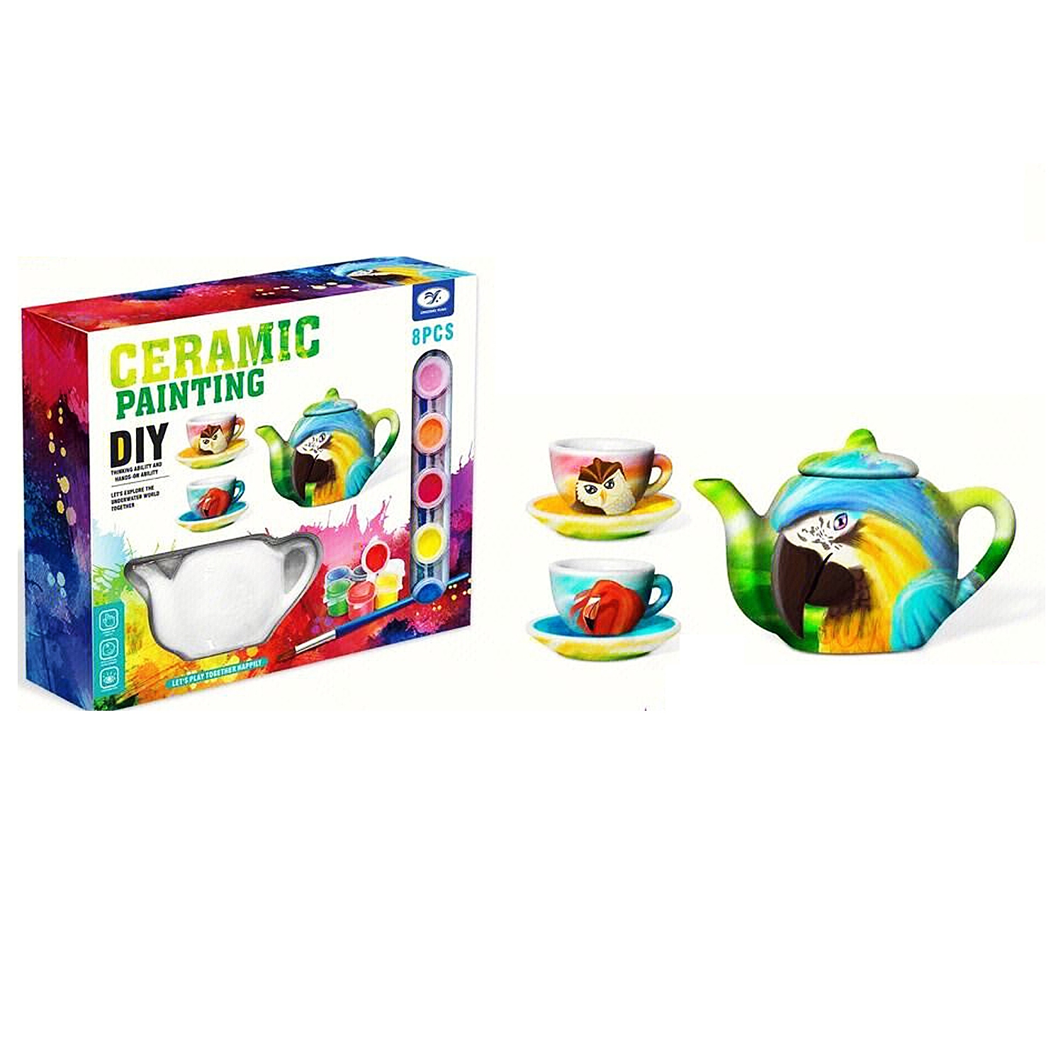 SET DE TE EN PORCELANA PARA PINTAR