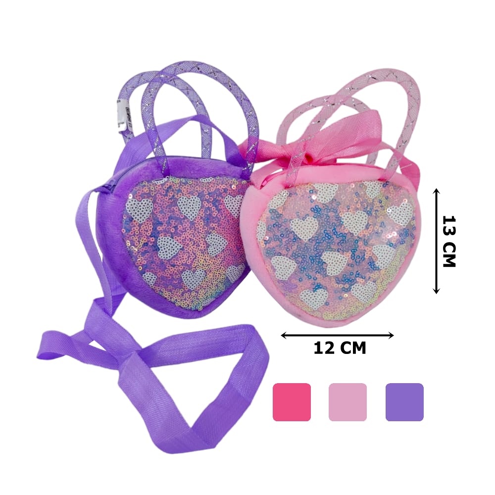 BOLSO LENTEJUELAS ESTAMPADO CORAZON DK-1210
