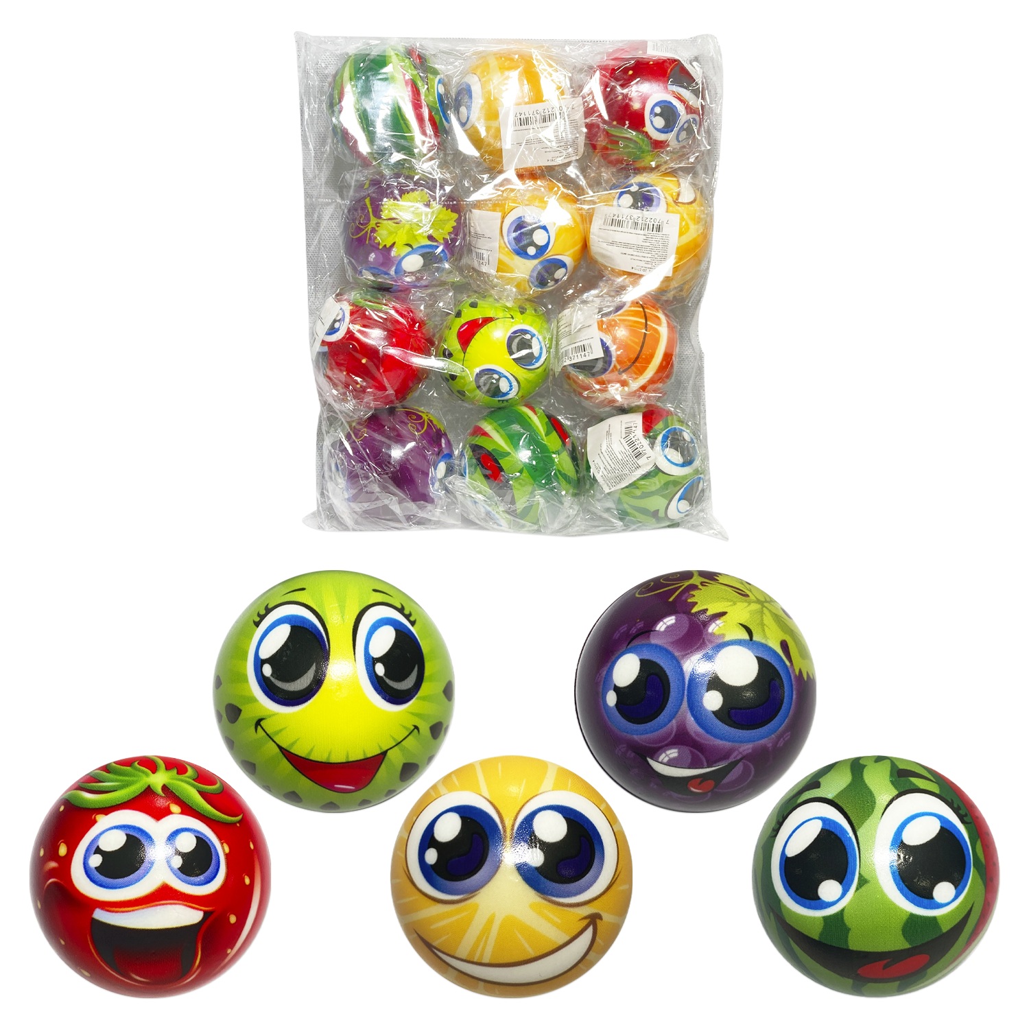 PELOTA DESESTRESANTE FRUTAS (PQTX12)