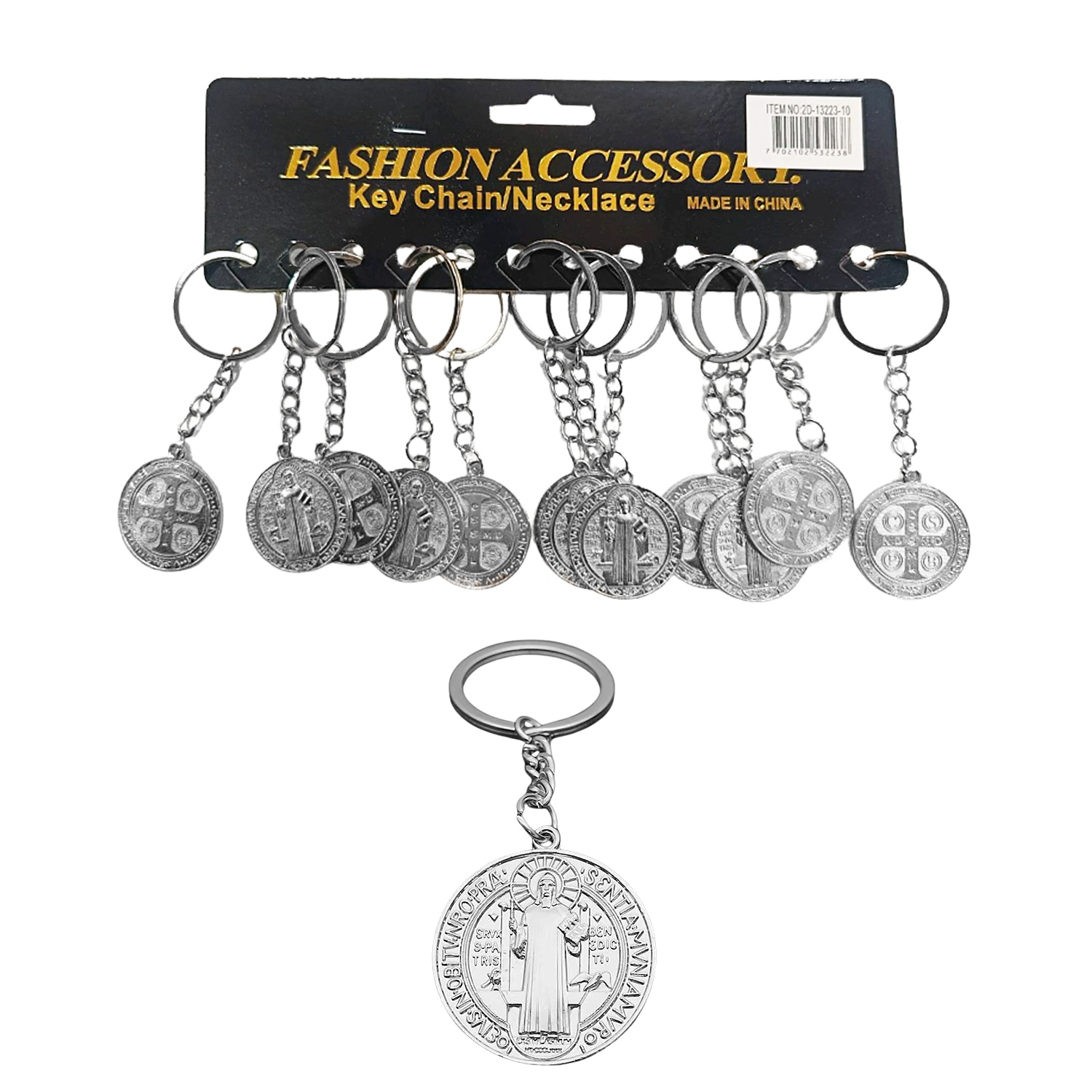 LLAVERO ADORNO RELIGIOSO PLATEADO (PQTX12)