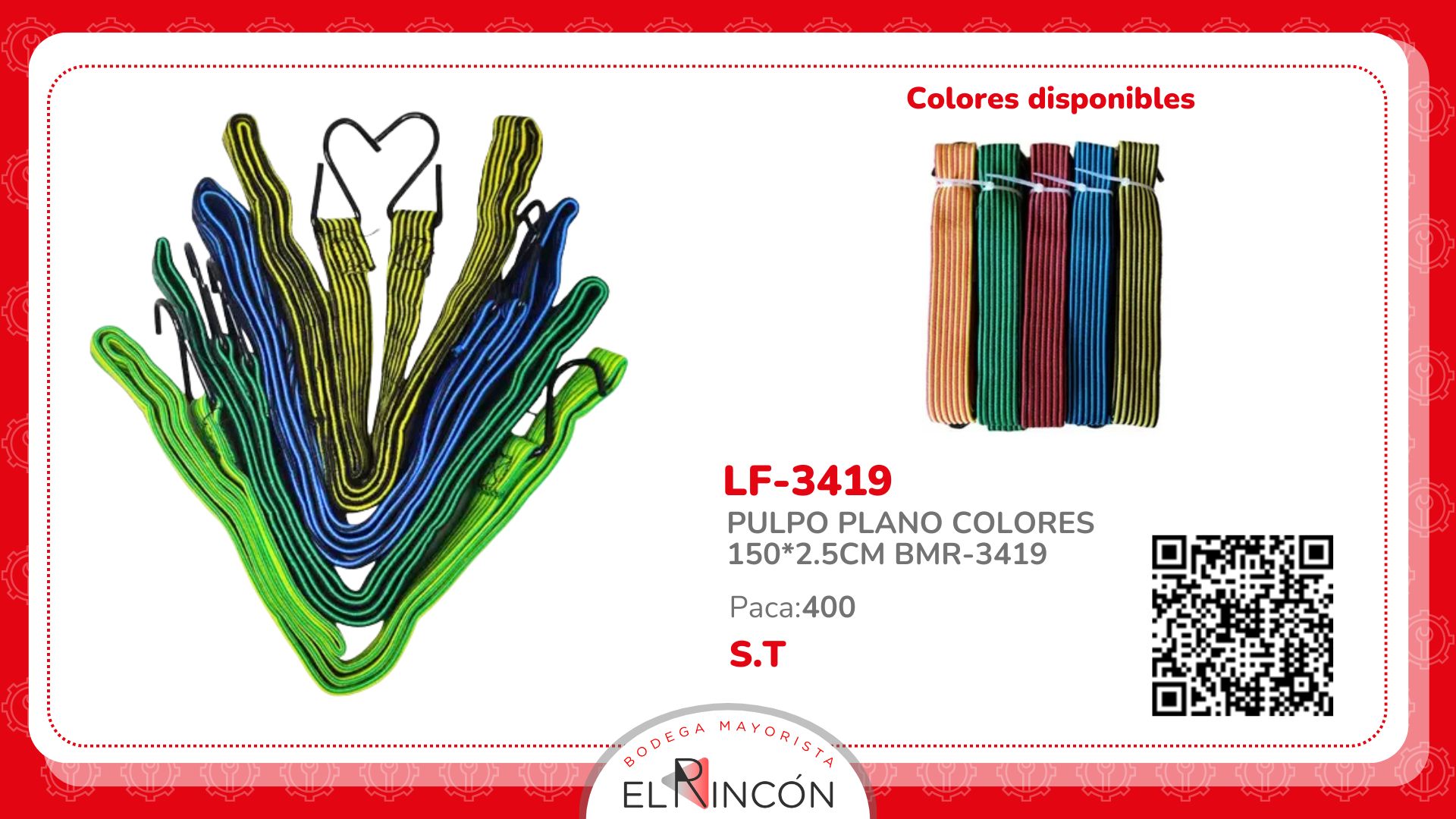 PULPO PLANO COLORES 150*2.5CM BMR-3419