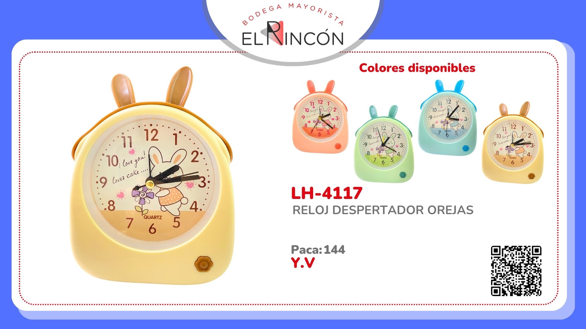 RELOJ DESPERTADOR OREJAS BMR-4117