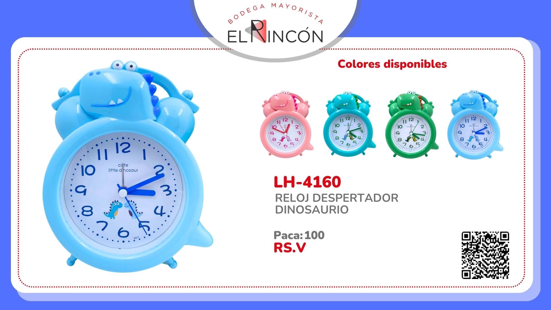 RELOJ DESPERTADOR DINOSAURIO BMR-4160